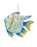 Metall Fisch Deko Windlicht M aqua