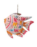 Metall Fisch Laterne M pink