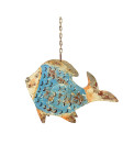 Metall Fisch Laterne blau