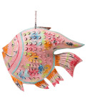 Metall Fisch Laterne pink XL