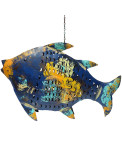 Metall Fisch Laterne XXL dunkelblau