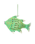 Metall Fisch Laterne M gruen