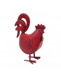 Deko Metall Hahn rot