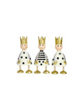Mini Metall Könige creme mit schwarz 3er Set