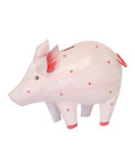 Metall Sparschwein rosa mit Punkte