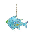 Metall Fisch Laterne blau