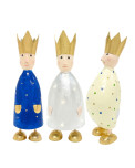 Metall heilige drei Könige Figuren 3er Set blau silber creme
