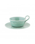Rua Nova Keramik Tasse mit Untertasse aqua