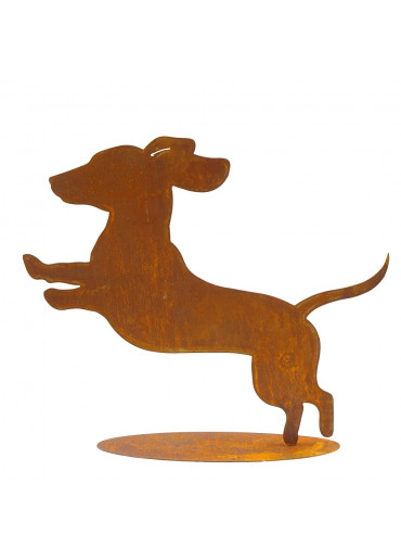 Edelrost Hund "Jacky" springend H 50 cm