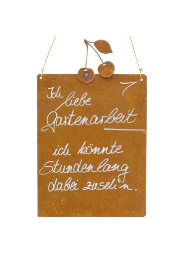 Edelrost Spruchtafel M Kirsche| Ich liebe Gartenarbeit