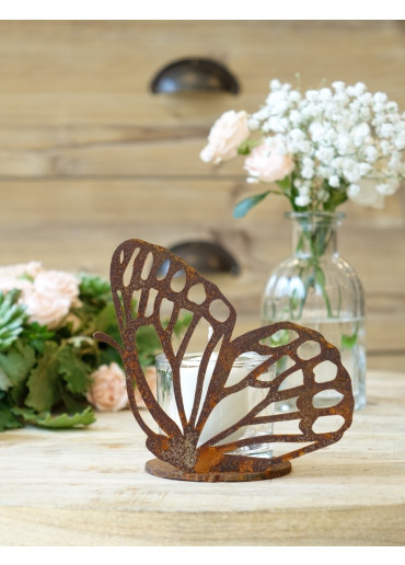 Edelrost Schmetterling klein mit Platte H13 cm