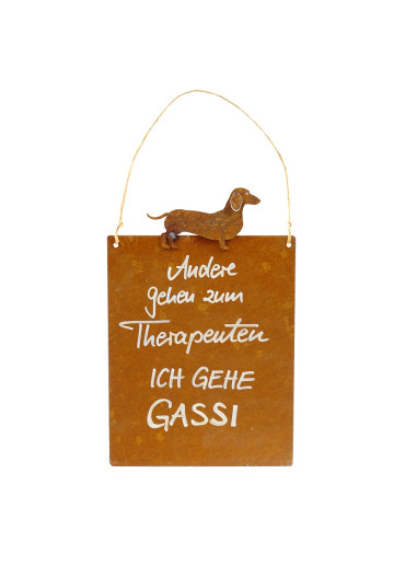 Edelrost Spruchtafel Sm Dackel | Ich gehe GASSI