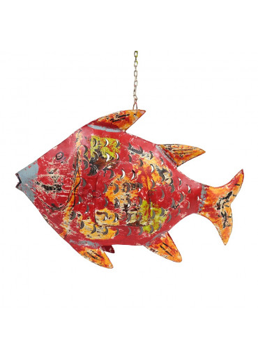 Metall Fisch L rot zum Hängen und Stellen