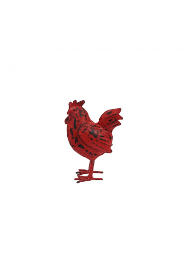 Vintage Metall Hahn "Poulet" klein rot H 13 cm