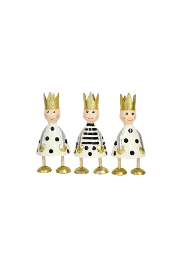 Metall Könige 3er Set mini Creme/Schwarz zum Stellen | II. Wahl