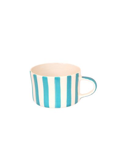 Musango Keramik Becher "Candy Stripe" türkisblau