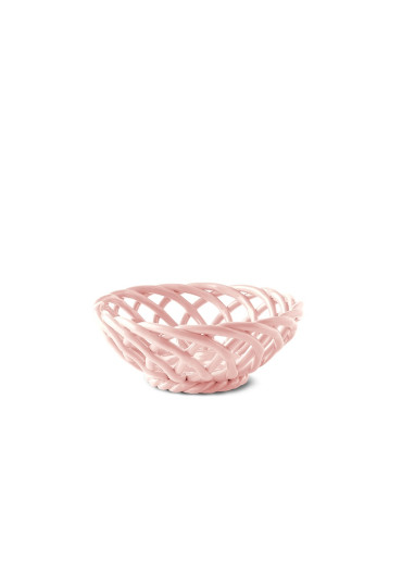 OCTAEVO handgeflochtener Keramik Korb "Sicilia" Ø19 cm rosa
