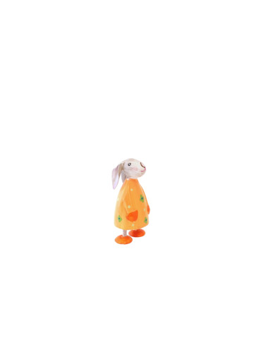 Metall Hase Betty mini orange mit Blümchen H 8 cm