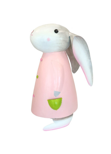 Metall Hase Betty XL rosa mit bunten Knöpfen H 53 cm