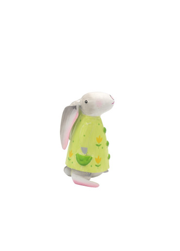 Metall Hase Betty XS hellgrün mit gelben Tulpen H 12,5 cm
