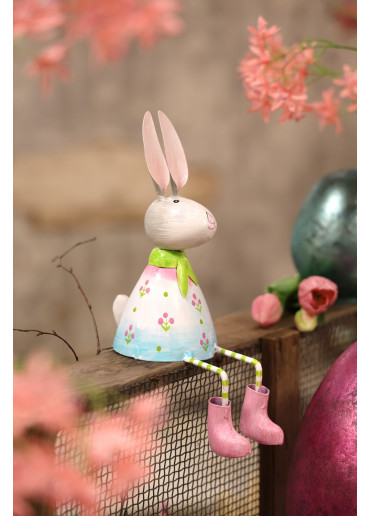 Metall Hase Sally Kantenhocker M rosa-türkisblau