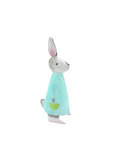 Metall Hase Nancy mittel mint mit apfelgrüner Tasche H 22 cm