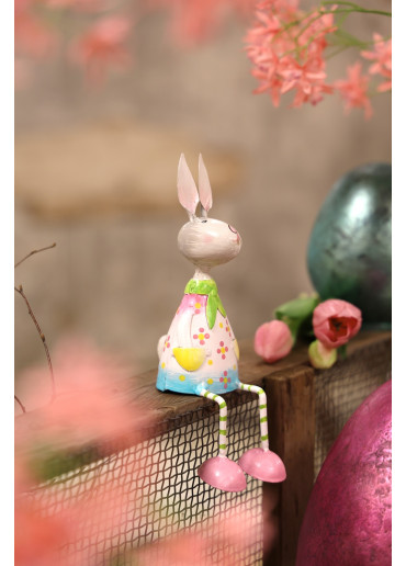 Metall Hase Rico Kantenhocker S rosa-türkisblau