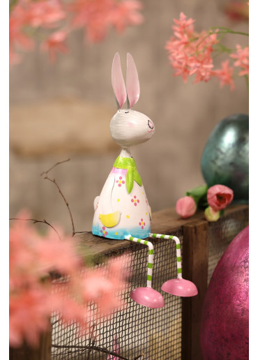 Metall Hase Rico Kantenhocker M rosa-türkisblau