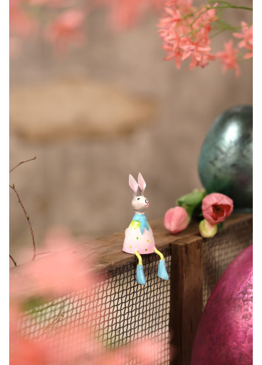 Metall Hase Lilly Kantenhocker XS apfelgrün-rosa