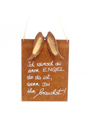 Rostige Spruchtafel M Flügel | Wünsch