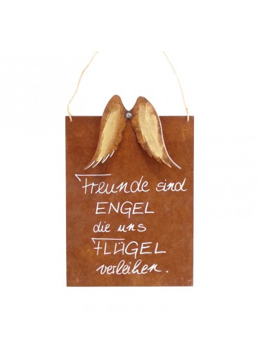 Rostige Spruchtafel M Flügel | Engel