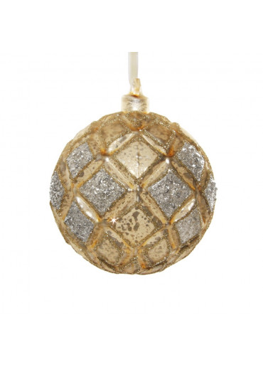 Shishi Christbaumkugel "Carla" M gold mit silber Ø 8 cm