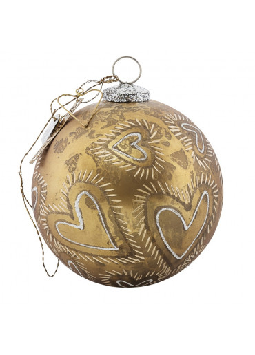 WALTHER & CO Christbaumkugel "Hearts" gold mattiert Ø 12 cm