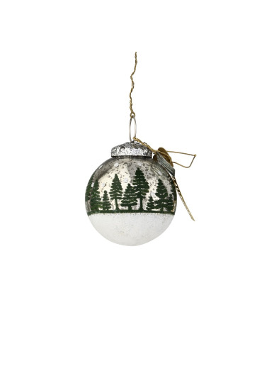 WALTHER & CO Christbaumkugel "Trees & Snow" altsilber Ø 7 cm