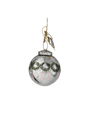 WALTHER & CO Christbaumkugel "Candy Cane" altsilber Ø 7 cm